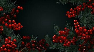 Weihnachten Hintergrund mit Tanne und Beeren foto