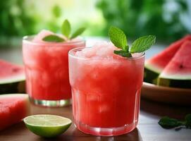 Wassermelonensaft im Glas foto