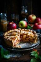 Apfel Kuchen rustikal Hintergrund foto