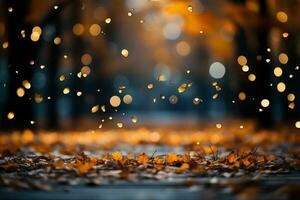 bunt Herbst Hintergrund mit Bokeh und Herbst Blätter. ai generativ foto