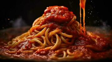 Spaghetti im Tomate Soße ai generiert foto