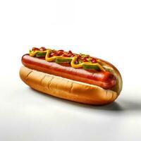 Hotdog auf Weiß Hintergrund ai generiert foto