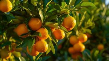 Orangen auf Baum ai generiert foto