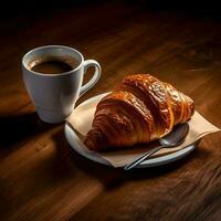 Croissant und Tasse von Kaffee ai generiert foto