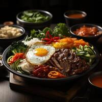 köstlich Koreanisch bibimbap ai generiert foto