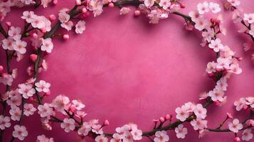 Sakura auf Rosa Hintergrund ai generiert foto