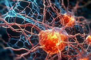neural Netzwerk . Neuron Zellen von Mensch nervös System . erstellt durch generativ ai . foto
