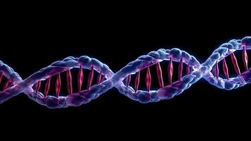 doppelt gestrandet DNA auf schwarz Hintergrund . erstellt durch generativ ai . foto