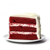 köstlich rot Samt Kuchen isoliert auf Weiß Hintergrund foto