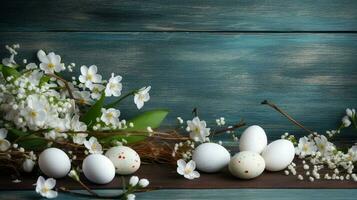 Ostern Eier und Blumen erstellt mit generativ ai foto