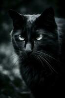 schwarz Katze Porträt erstellt mit generativ ai foto