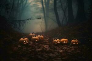 Halloween Hintergrund mit Kürbis erstellt mit generativ ai foto