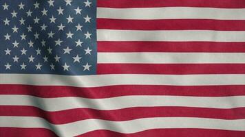 Flagge von das vereinigt Zustände von Amerika winken im das Wind. USA Flagge winken. 3d Illustration foto