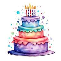 Aquarell beschwingt Geburtstag Kuchen isoliert foto