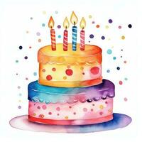 Aquarell beschwingt Geburtstag Kuchen isoliert foto