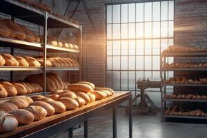 Lager Foto von Innerhalb Bäckerei ai generiert