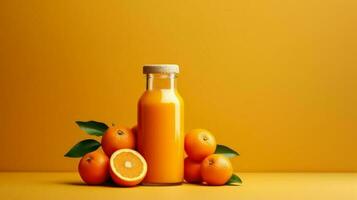 Orange Smoothie im ein Flasche isoliert auf Hintergrund mit ein Kopieren Raum foto