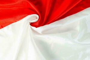 Band, rot und Weiß Flagge von Indonesien Unabhängigkeit Tag August 17., ich Liebe Indonesien, isoliert auf Weiß Hintergrund foto