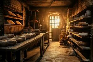 Lager Foto von Innerhalb traditionell Bäckerei ai generiert