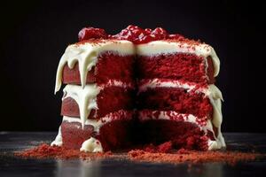 Lager Foto von rot Samt Kuchen Essen Fotografie ai generiert