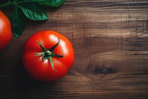 Lager Foto Tomate im Küche Tabelle eben legen ai generiert