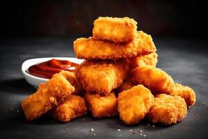 Lager Foto von Hähnchen Nugget Essen Fotografie ai generiert