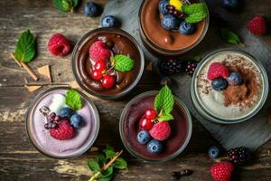 Mousse im das Küche Tabelle Essen Fotografie ai generiert foto