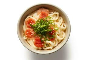Udon japanisch Weiß isoliert Hintergrund Essen Fotografie ai generiert foto