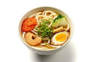 Udon japanisch Weiß isoliert Hintergrund Essen Fotografie ai generiert foto