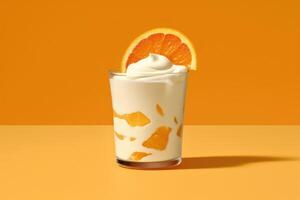 Orange Joghurt Essen Fotografie ai generiert foto