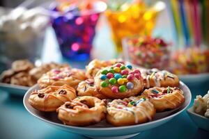 Geburtstag Party Snack Essen Fotografie ai generiert foto