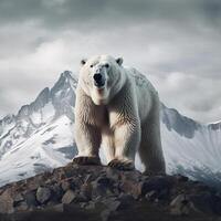 realistisch fotografieren von ein Polar- Bär auf ein Berg oben Fotografie ai generiert Bild foto