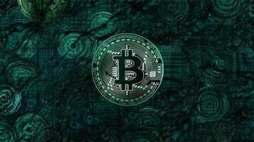 abstrakt Digital Währung Bitcoin Hintergrund gemacht von Blau glühen Farbe Hintergrund ai generiert Bild foto