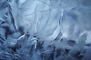 abstrakt Eis Texturen auf Auto Fenster im Winter. gefrostet Glas und Eis. ein texturiert sehen. Hintergründe und Texturen Konzept. ai generativ foto