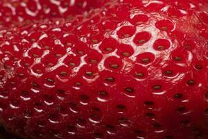 schließen oben von ein Erdbeere mit Löcher im es foto