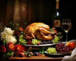 Thanksgiving-Hintergrund mit Truthahn foto