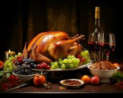 Thanksgiving-Hintergrund mit Truthahn foto