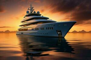 ein Luxus Kreuzfahrt Schiff ist Segeln das Ruhe Meere generiert durch ai foto