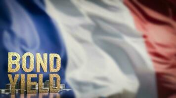 das Bindung Ausbeute und Münzen auf Frankreich Flagge zum Geschäft Konzept 3d Rendern foto