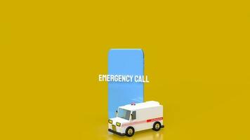 das Notfall Anruf auf Handy, Mobiltelefon zum Krankenwagen oder Sicherheit Konzept 3d Rendern foto