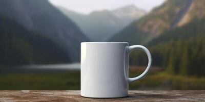 ai generiert. ai generativ. Tee Weiß Tasse spotten oben foto