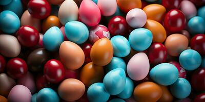 ai generiert. ai generativ. hell Farbe beschwingt Eier Hintergrund Muster Eier. Urlaub Ostern klassisch traditionell Symbol. Grafik Kunst foto