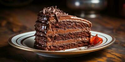 ai generiert. ai generativ. Schokolade Kuchen Kuchen Wüste bown backen Zucker Süss organisch Lebensmittel. Abend Party Geburtstag Hintergrund. Grafik Kunst foto