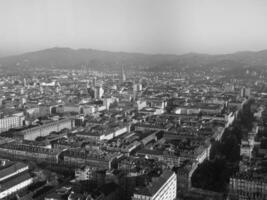 Luftaufnahme von Turin in Schwarz und Weiß foto