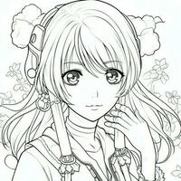 Anime Mädchen Färbung Seiten foto