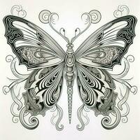 Kunst Jugendstil Schmetterling Färbung Seiten foto