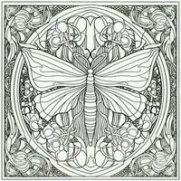 Kunst Jugendstil Schmetterling Färbung Seiten foto