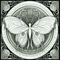 Kunst Jugendstil Schmetterling Färbung Seiten foto