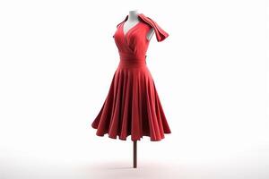 Sommer- rot Damen Kleid auf ein Weiß Hintergrund isoliert ai generativ foto