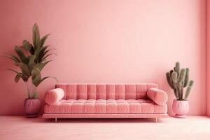 Rosa farbig Couch im ein Rosa Leben Zimmer. ai generativ foto